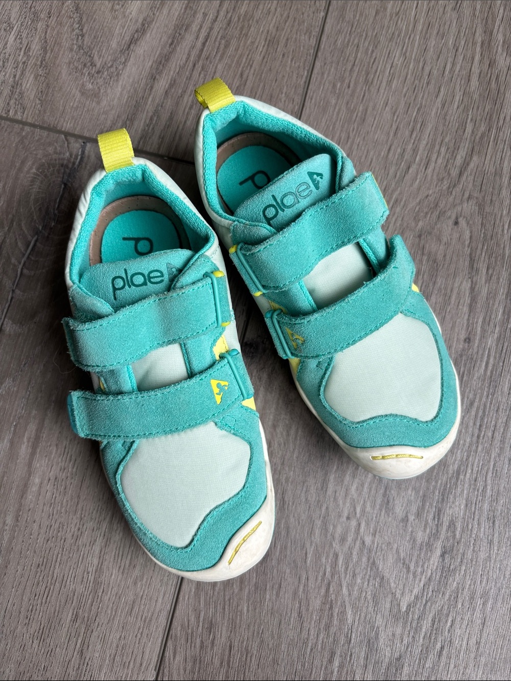 PLAE Kids Teal and Yellow Velcro Sneakers green 12